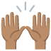 🙌🏽 raising hands: medium skin tone display on Google